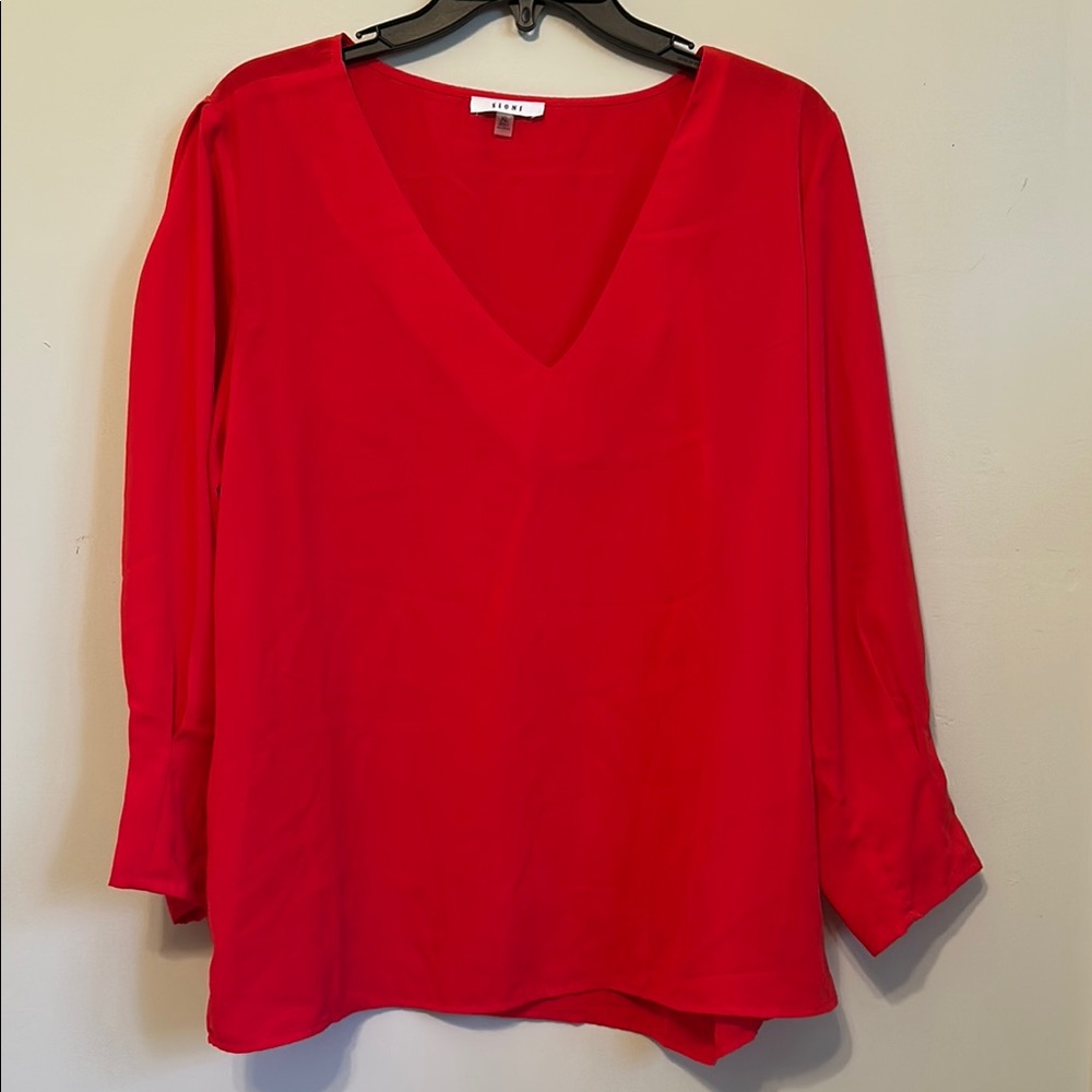 Sioni Red 3/4 Sleeve Relaxed Blouse. Size XL.